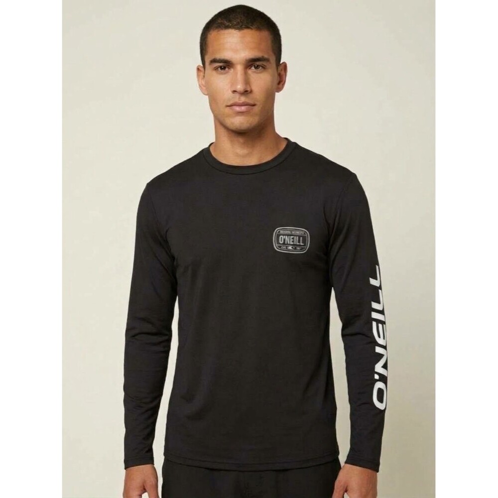 O'Neill Mens UPF 50+ Sun Protection Long Sleeve Rashguard Shirt NWT Black Small